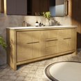 thumbnail image 2 of Lafarre 80 in W x 20 in D Rustic Acacia Double Bath Vanity, White Quartz Top, Gun Metal Faucet Set and 70 in Mirror, 2 of 9
