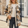 thumbnail image 7 of Byworldtasic Flannel Jacket Womens Sherpa Trimmed Shackets Fleece Patchwork Plaid Long Sleeve Button Down Winter Coats, 7 of 7