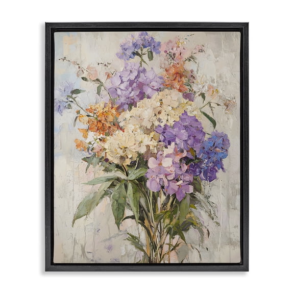 Stupell Industries Cottage Abstract Hydrangea Clusters Black Floating Frame Canvas Art, 17 x 21, by Franklyn Gregory