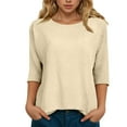 thumbnail image 2 of UngA Long Sleeve Womens Fall Loose Plain Long Sleeve T Shirts Basic Tees Shirt Pocket Casual Comfy Tops Trendy T-Shirts Beige,XL, 2 of 7