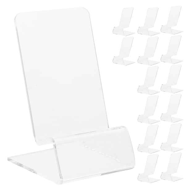 15 soportes acrílicos para teléfono: base transparente de escritorio para teléfono móvil, compatible con smartphones y tablets, ideal para la oficina, el hogar y la cocina.