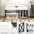 thumbnail image 4 of Mvvte Shoe Storage Bench with 3-Tier Shoe Rack & Cushioned Seat, Adjustable Shelf Entryway Bench, Shoe Rack for Entrance, Hallway & Living Room, White, 4 of 8