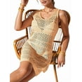 thumbnail image 2 of Womens Swimwear Cover Ups 2025 Summer Crochet Hollow Out Knit Bathing Suit Beach Dresses S, 2 of 8
