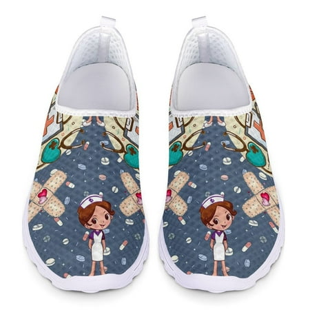 

Doctor Nursing Printed Summer Ladies Flats Shoes Female Walking Shoes Slip On Sneakers Soft Loafers Women Footwear Big Size 2024