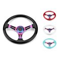 thumbnail image 2 of Qiaoxi 350mm 14" Racing Sport Steering Wheel 6 Bolts 3 Spoke Slotted Center Colorful Frame Steering Wheel With Horn Button, 2 of 8