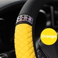 thumbnail image 2 of Dazzling Crystal Car Steering Wheel Cover for Women Girls, 15 Inch Rhinestone Sparkly Steering Wheel Protector, Premium Soft Leather Material with Elastic Edge for Most Cars Yellow, 2 of 7