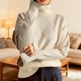 thumbnail image 3 of Women Plus Size Sweaters Casual High Neck Solid Color Pullover Soft Warm Knit Top for Daily Wear Versatile Fall Winter Comfort Outfit, 3 of 5