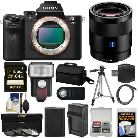 Sony Alpha A7 II Digital Camera Body with Vario-Tessar T* FE 24-70mm f/4 ZA OSS Zoom Lens + 64GB Card + Battery & Charger + Kit