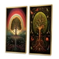 thumbnail image 3 of Designart "Rainbow Tree of Life Retro Illustration" Landscape Trees Framed Wall Art Set Of 2 - Traditional Green Framed Canvas Set For Living Room Decor, 3 of 6