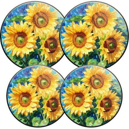 

Electric Stove Burner Covers 4 Pcs Round Gas Burner Cover 8 and 10 Inch Mosaic - style Sunflowers