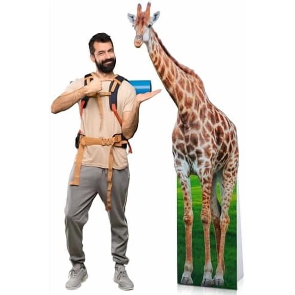 6 ft Giraffe Cardboard Stand up Cutout Decoration Life Size Safari Jungle Giraffe Cardboard Stand-up Zoo Animal Theme Party Backdrop Photo Prop Standup for Theme Party Baby Shower Decoration