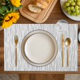 thumbnail image 4 of Gray Lines Placemats Set of 8, Vintage Wave Stripes Texture Simple Placemats for Dining Table, Place Mats for Kitchen Tabletop, Waterproof Wipeable Dining Table Mats Set, 4 of 9