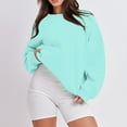 thumbnail image 6 of Evdexr Womens Sweatshirts Long Sleeve Oversized Fleece Crew Neck Solid Color Casual Loose Pullover 2025 Winter Clothes Light Blue 3XL, 6 of 7