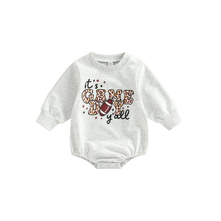 

Qiylii Baby Boy Fall Romper Long Sleeve Crew Neck Letters Print Bodysuit for Casual Daily 0-24M