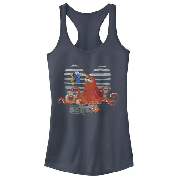 Junior's Finding Dory Hank Nemo Dory Heart Racerback Tank Top Indigo Small