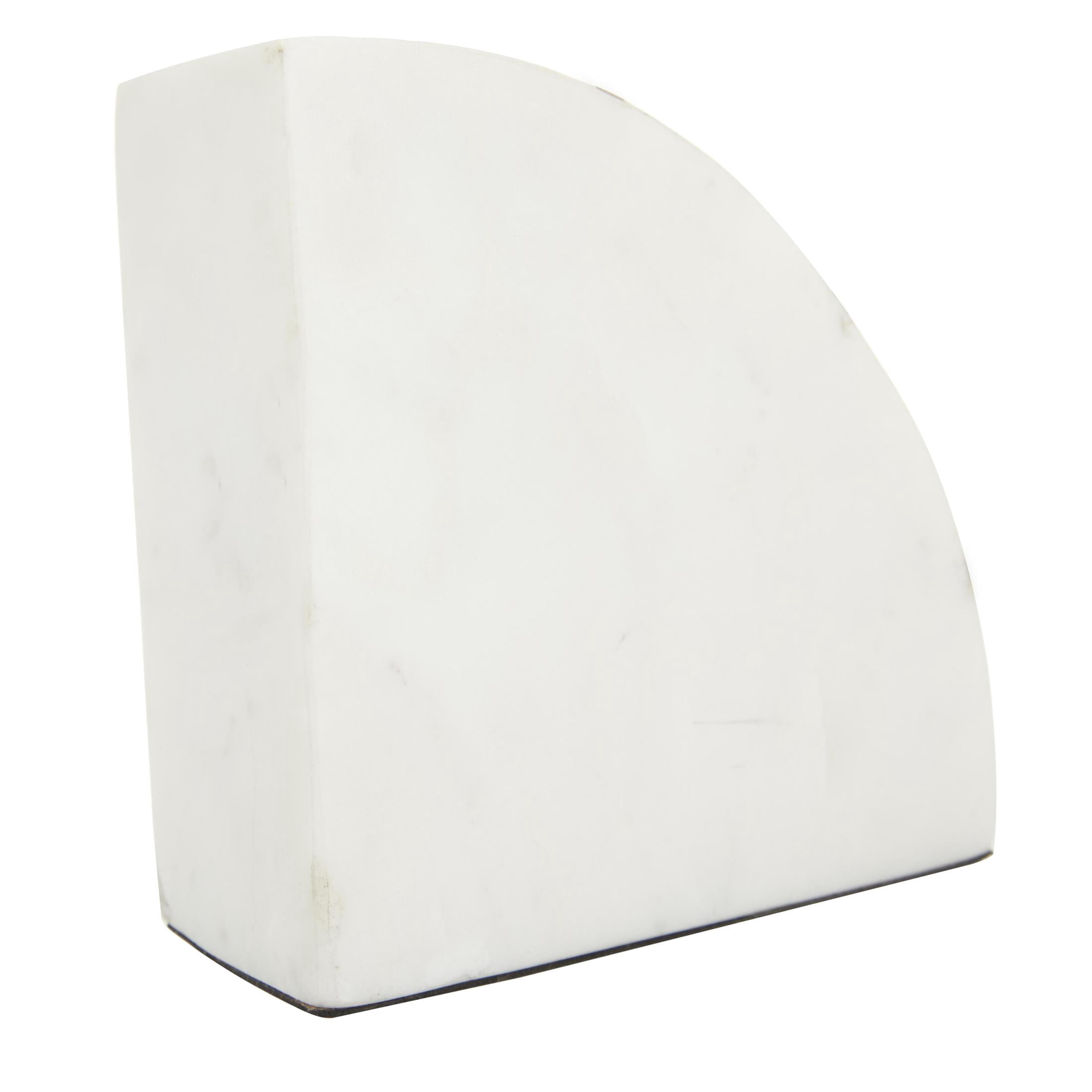 CosmoLiving by Cosmopolitan 5" Geometric 9 lbs White Marble Bookends with Gold Inlay (Set of 2)
