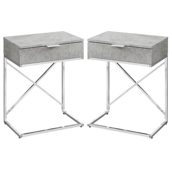 Home Square 18" Accent End Table in Gray and Chrome Finish - Set of 2