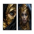 thumbnail image 2 of Designart "Vintage Gold Glamour Gorgeous Boho Chic Woman I" Boho Woman Framed Wall Art Set Of 2 - Glam Black Gallery Wall Frame Set For Home Decor, 2 of 6