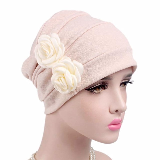 Woman Corrugated Chemo Headband Stylish Slouchy Hat for Cancer Patient (Beige Random Color)