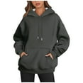 thumbnail image 3 of Plain Hoodies for Women 2025 Fall Winter Long Sleeve Casual Hooded Sweatshirt with Pockets Pullover Tops, 3 of 4