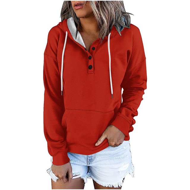 Timegard Sweat à Capuche pour Femmes Manches Longues Décontracté Couleur Unie Automne Hiver Pull Ample avec Poche