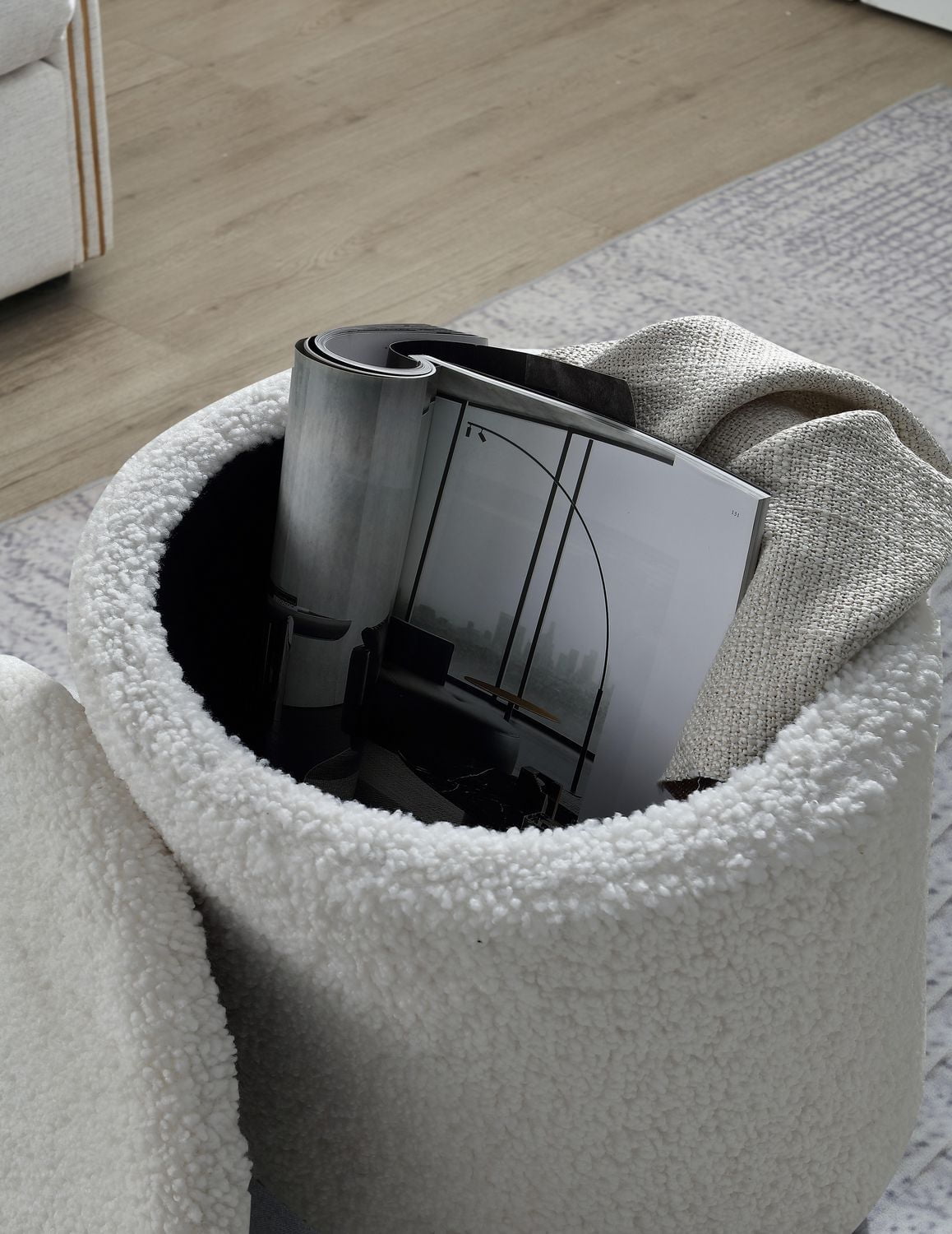 Hometrends Rangement bouclé  avec couvercle Rangement bouclé