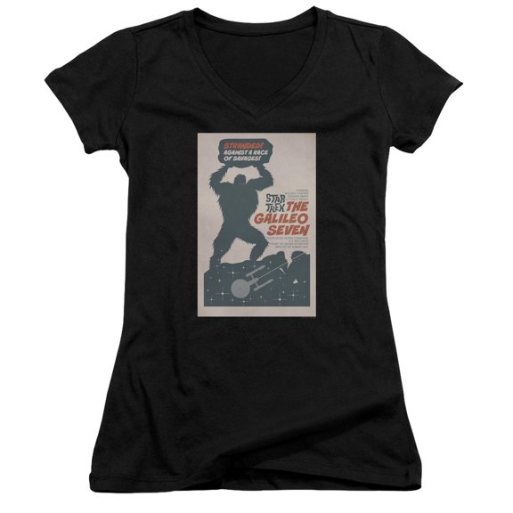 Star Trek Tos Episode 16 Junior Women's V-Neck T-Shirt Black