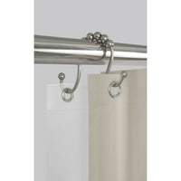 Better Homes and Gardens Easy Glide Open Double Shower Hooks, Brushed Nickel (Set of 12)