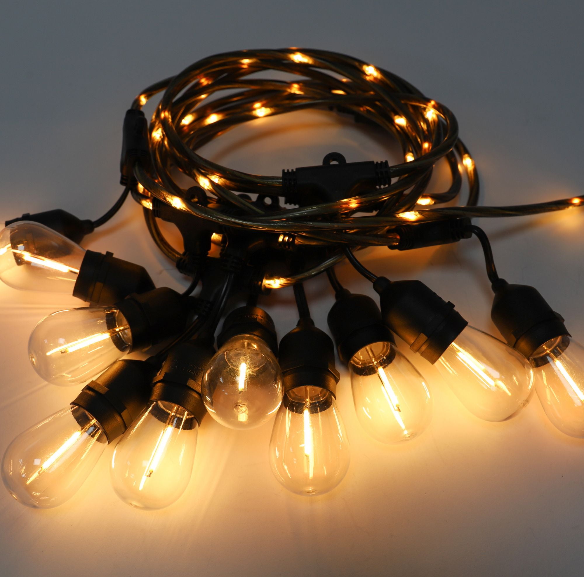 Wiiloke Outdoor 20 ft plug-in 10 S14 Bulbs Soft White LED Firefly Cord String Lights