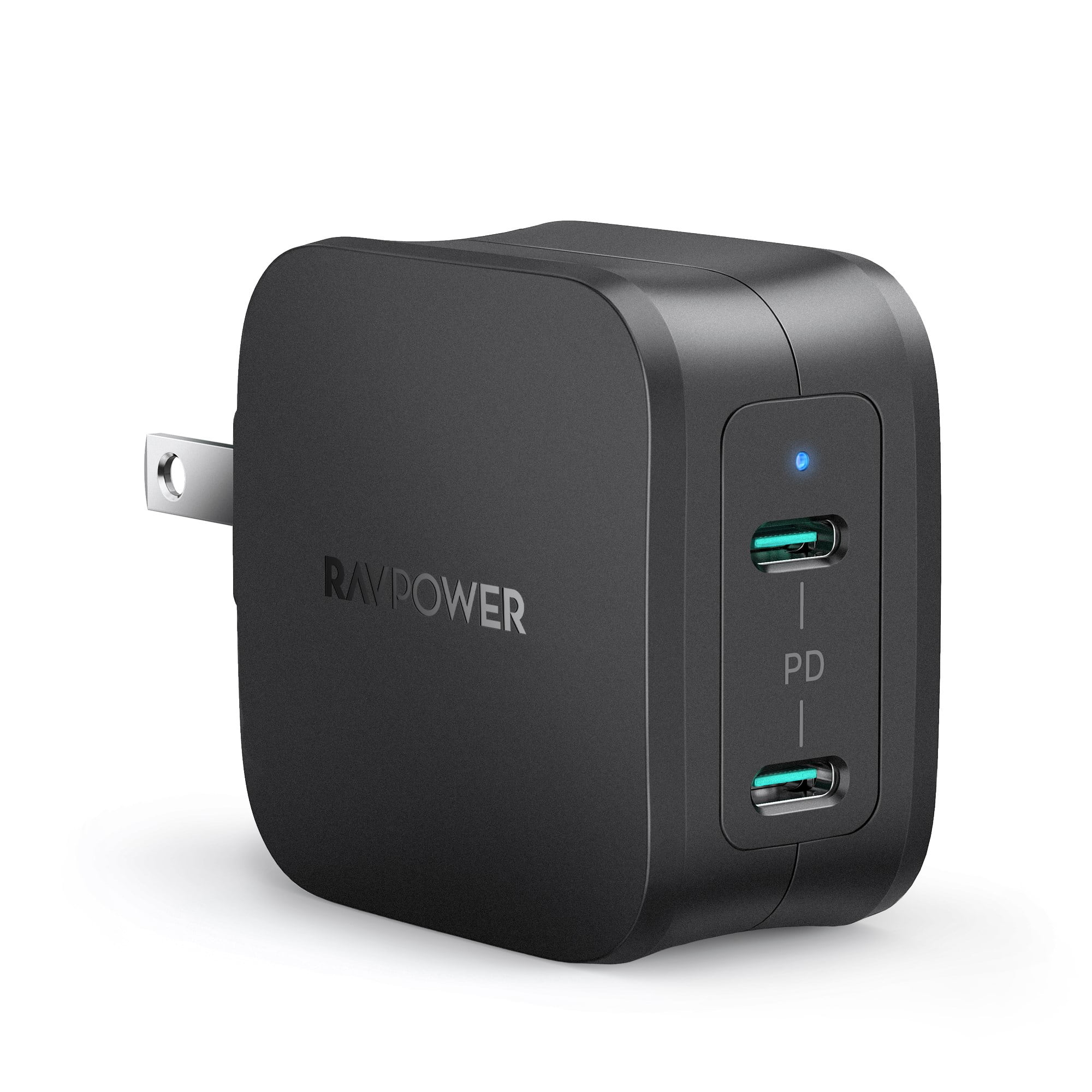 RAVPower USB-C Wall Charger, Dual Port PD Type-C Charger, Black - Walmart.com