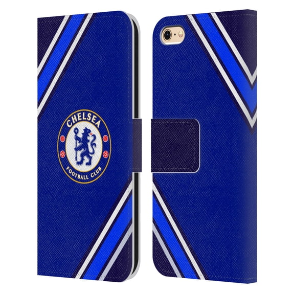Head Case Designs Officially Licensed Chelsea Football Club Crest Stripes Leather Book Wallet Case Cover Compatible with Apple iPhone 6 / iPhone 6s