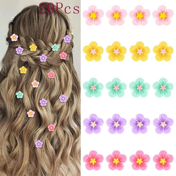 Mini Flower Hair Clips and Barrettes,Tutuviw 20Pcs Small Colorful Hair Pins Wedding Hair Barrettes Flower Clips Cute Hair Pins Decorative for Girls Women Bridal Wedding Hair Accessories