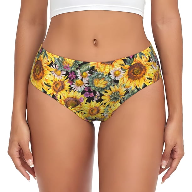 Fotbe Sunflowers Vintage Calzones Estampados para Mujer – Ropa Interior de Algodón, Cómoda, Suave y Elástica-X-Small