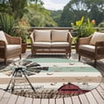 thumbnail image 5 of Windmill Farmhouse Round Rugs 8ft, Vintage Teal Brown Wooden Butterfly Non Slip Washable Rug Runner, Low Pile Indoor Floor Carpet Mat Bathroom Rugs for Living Room, Bedroom, Kids Room, 5 of 9