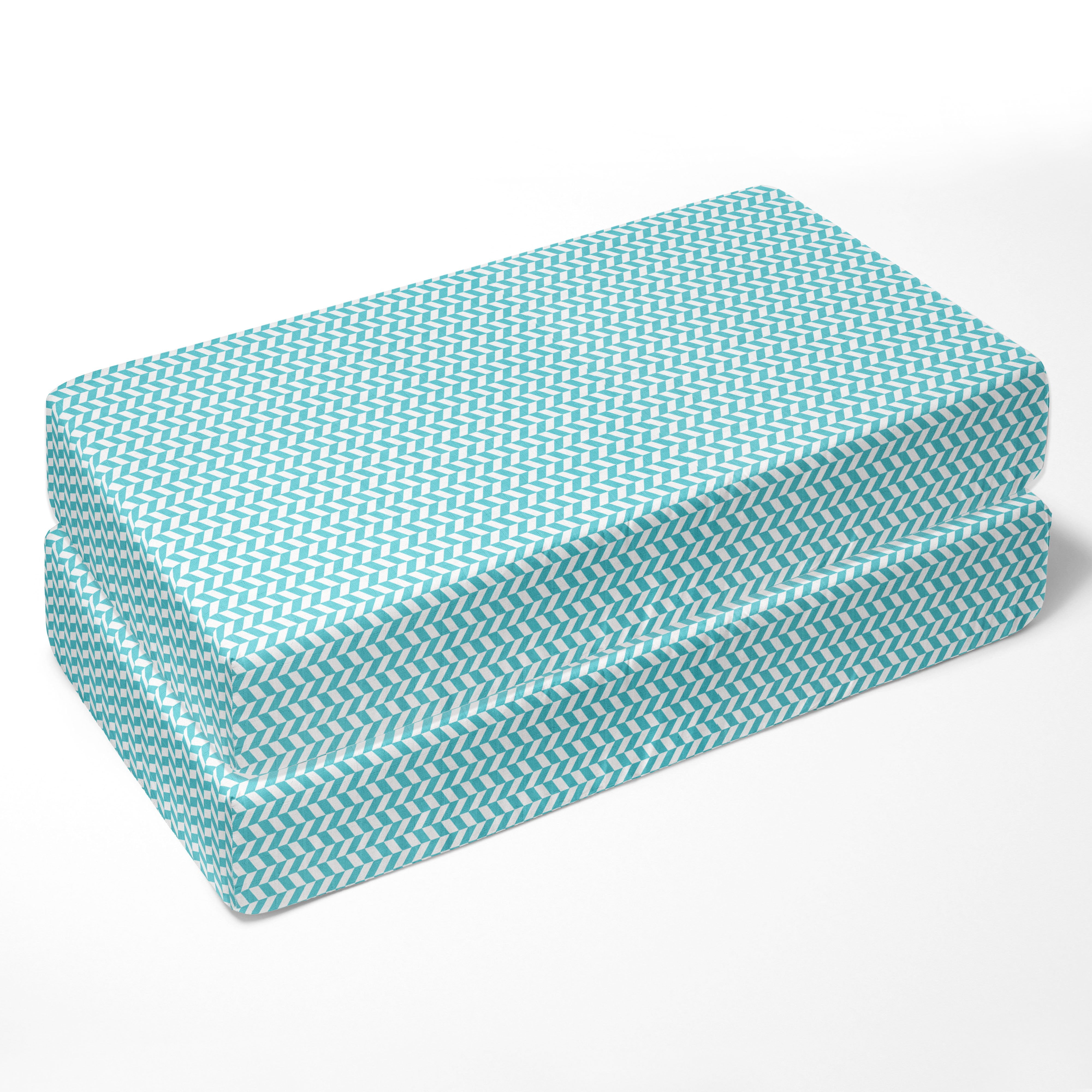 Herringbone Houndstooth Aqua Muslin Crib or Toddler Bed Fitted Sheet Cotton Muslin