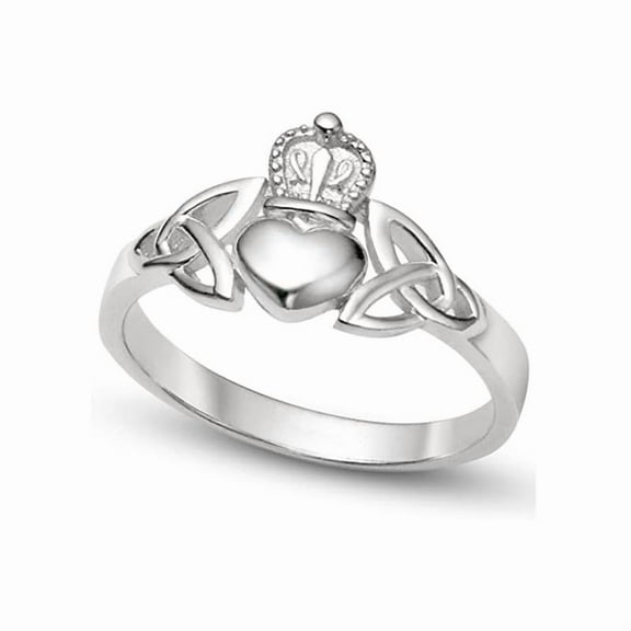 925 Sterling Silver Irish Claddagh Solid Statement Love Band Celtic Ring, Women Anniversary Rings
