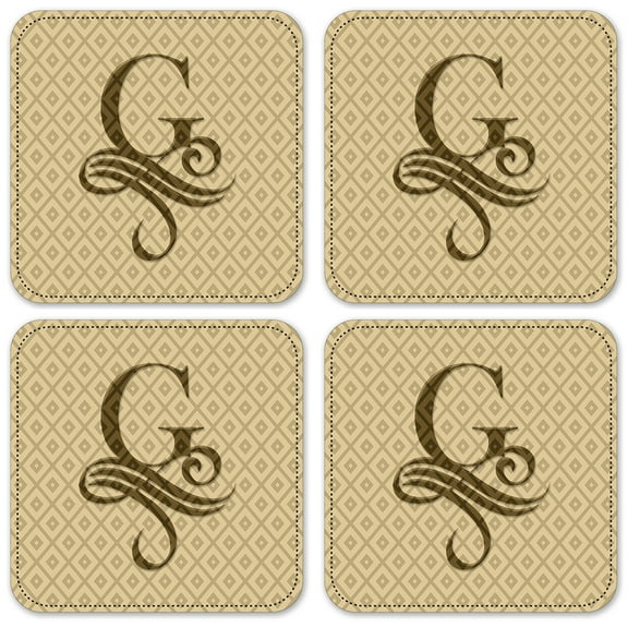 Vinyl Drink Coasters - Set of 4 - Letter "G" Monogram