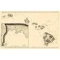 thumbnail image 3 of Bonne 14x10 Black Modern Framed Museum Art Print Titled - Sandwich Islands or Hawaii - Bonne 1785, 3 of 5