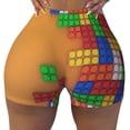 thumbnail image 2 of Balery Colorful Building Blocks A Pantalones cortos de entrenamiento estampados para mujer, sin costuras, ajustados, para gimnasio, yoga, correr, deportes, ejercicio activo, fitness.-X-Large, 2 of 8