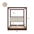 Pine Wood Queen Size Canopy Bed With Upholstery Headboard Espresso pine-wood-queen-size-canopy-bed-with-upholstery-headboard-espresso