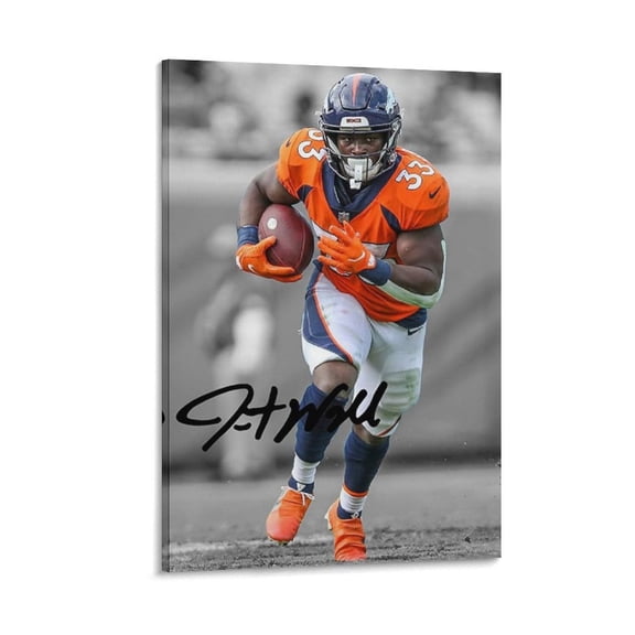 Javonte Williams Canvas Poster Wall Art Picture Painting Poster Canvas Print Posters Artworks Bedroom Living Room Decor 12x18inch(30x45cm)