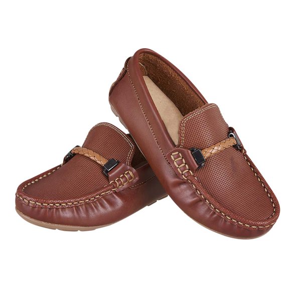 Zapato Mocasin Niño Casual Color Miel Cómodo Confort Castalia Casual