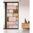 thumbnail image 2 of Window Privacy Film, Pink Grey Brown Stripes UV Sun Blocking Window Tint Film Heat Control One Way Blackout Window Film, Farmhouse Retro Country Wood Non Adhesive Static Cling Sticker 35.4x78.7 In, 2 of 7