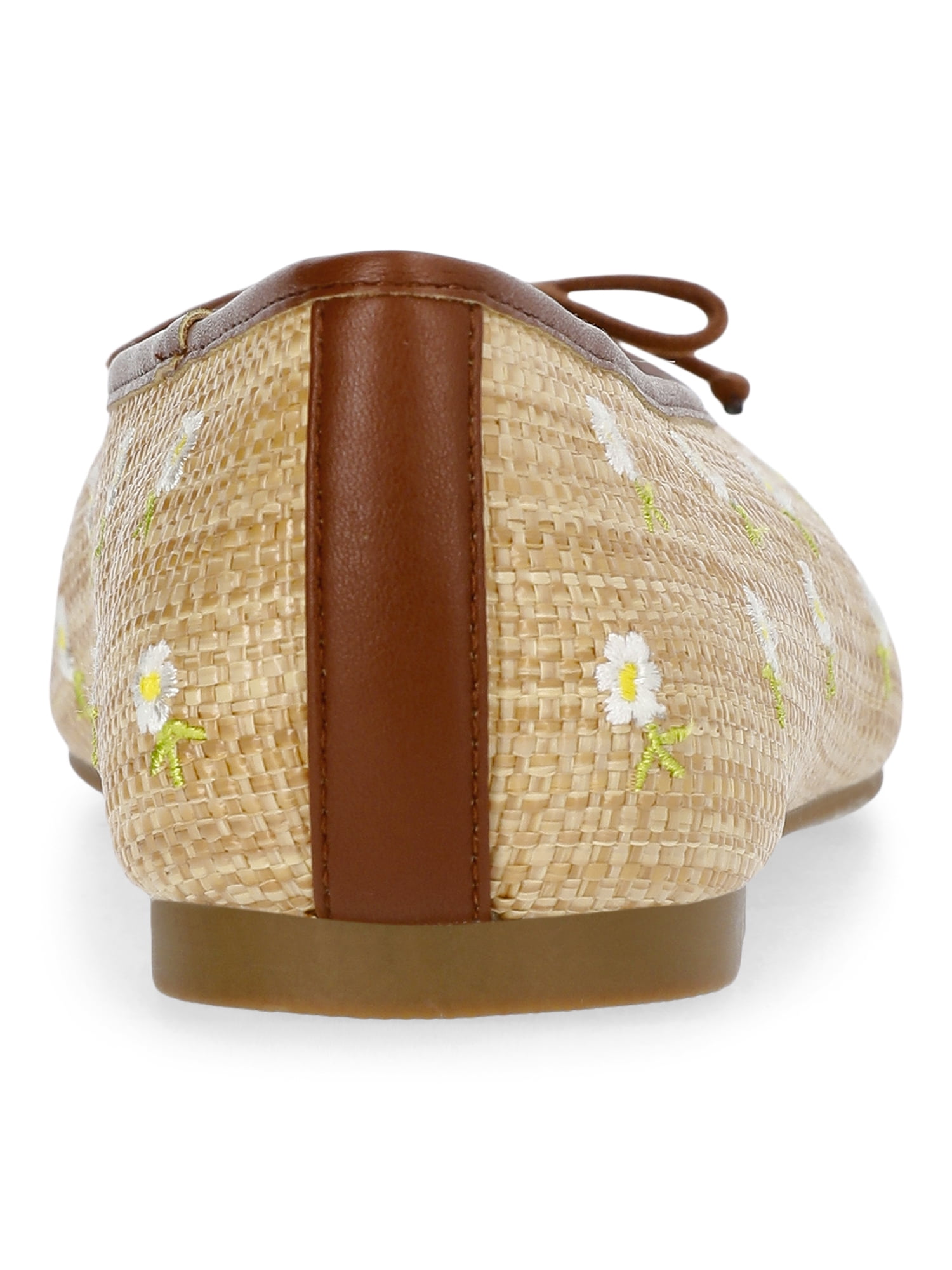 Free Assembly Women's Raffia Daisy Ballet Flats with Bow