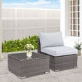 thumbnail image 4 of Cozyhom 2 Pieces Outdoor Patio Armless Sofa With One Coffee Table, Wicker Terrace Sofa, Outdoor Corner Seating, Gray., 4 of 15