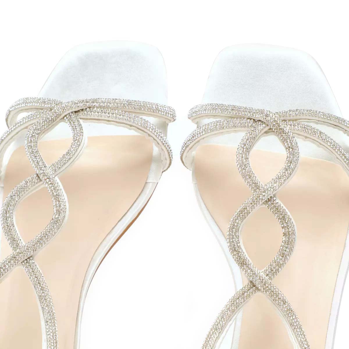 XYD Women's Crystal Low Heel Sandals Square Open Toe Strappy Flats