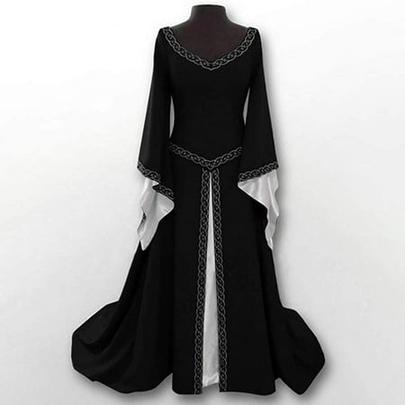 

Simplmasygenix Festival Costumes Dresses for Women Fashion Women Long Sleeve Long Maxi Dress Cosplay Festival Retro Dress