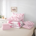 thumbnail image 6 of Feelyou Chic Pink Bowknot Twin Bedding Sets 7-Piece for Kids, Romantic Love Heart Bedding Comforter Set, Fashion Buffalo Plaid Reversible Sheet Sets, Ultra Soft Bedroom Decor, 6 of 8