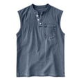 thumbnail image 4 of Mens Tank Tops Summer Casual Workout Loose Fit Henley Shirts Lightweight Muscle Sleeveless Tee Shirts with Pocket Big and Tall Size M-3XL Navy, 4 of 5