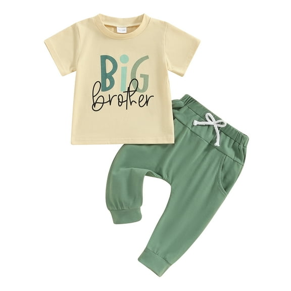 Bagilaanoe 2pcs Toddler Baby Boys Pants Set Letter Short Sleeve T-Shirt Tops   Sweatpants 12M 18M 24M 3T 4T 5T Kids Casual Clothes